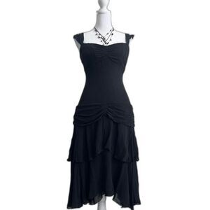 Nicole Miller black 100% silk maxi dress